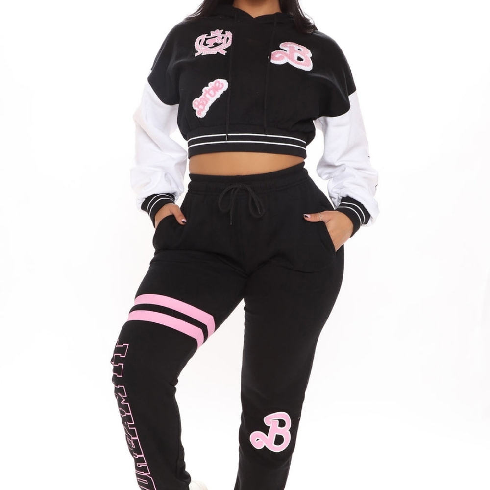 Barbie crop top sweatsuit